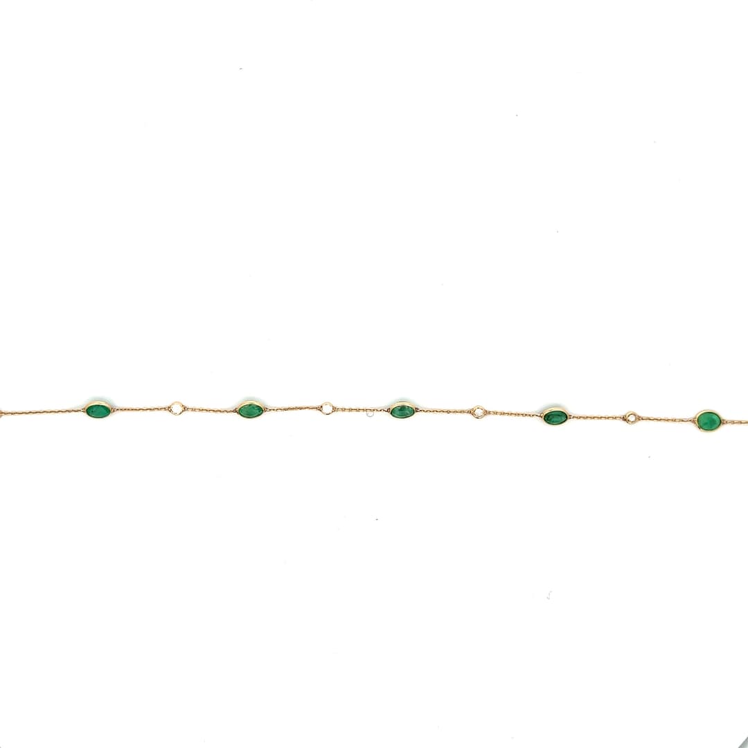 Emerald-Pearl  Bracelet in 14k Yellow Gold