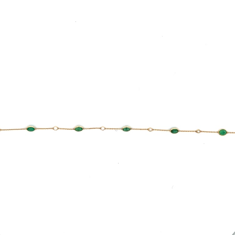 Emerald-Pearl  Bracelet in 14k Yellow Gold