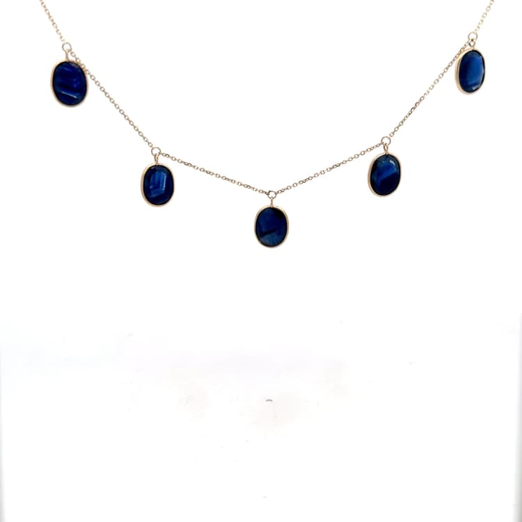 Blue Sapphire Necklace in 14k Yellow Gold