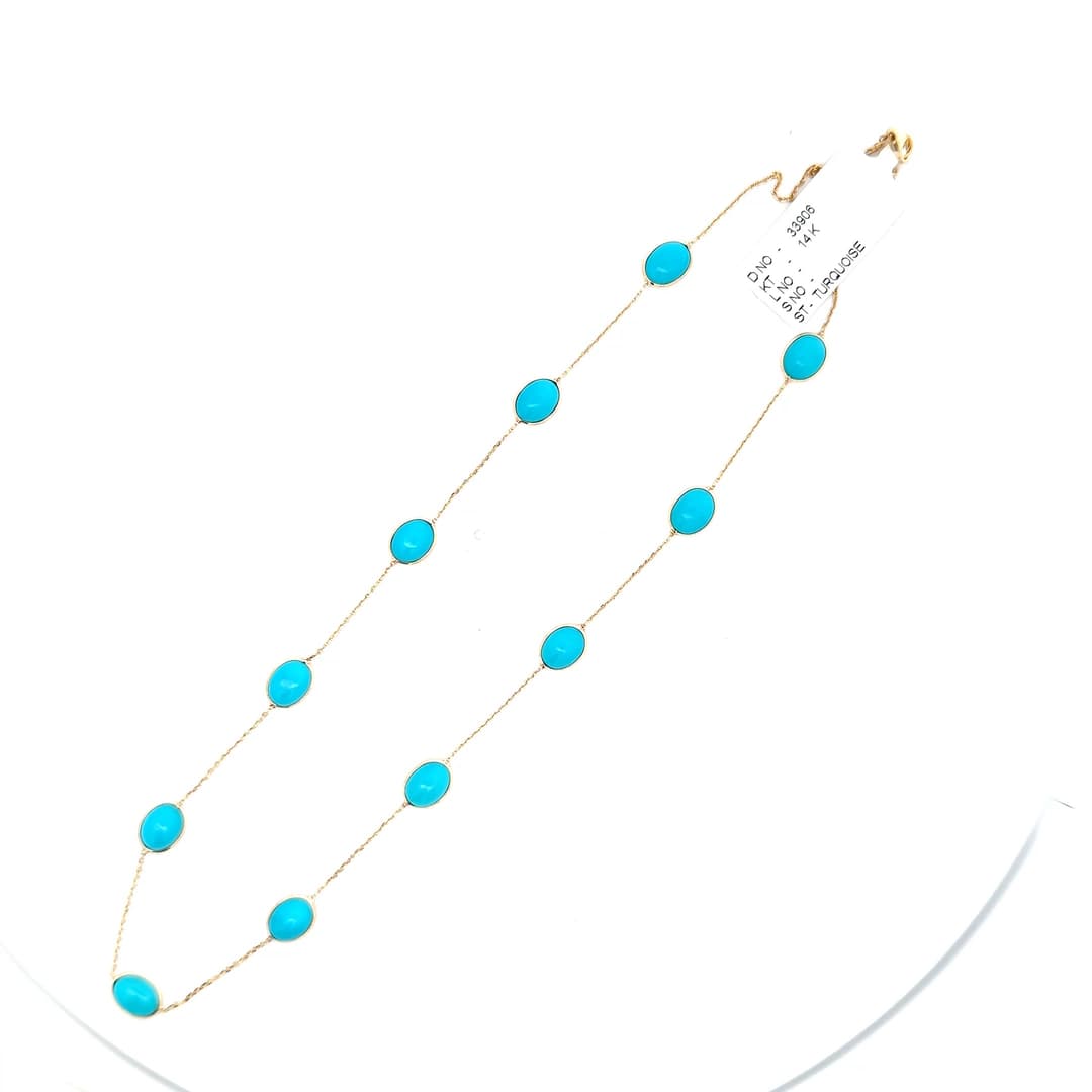 Turquoise Necklace in 14k Yellow Gold