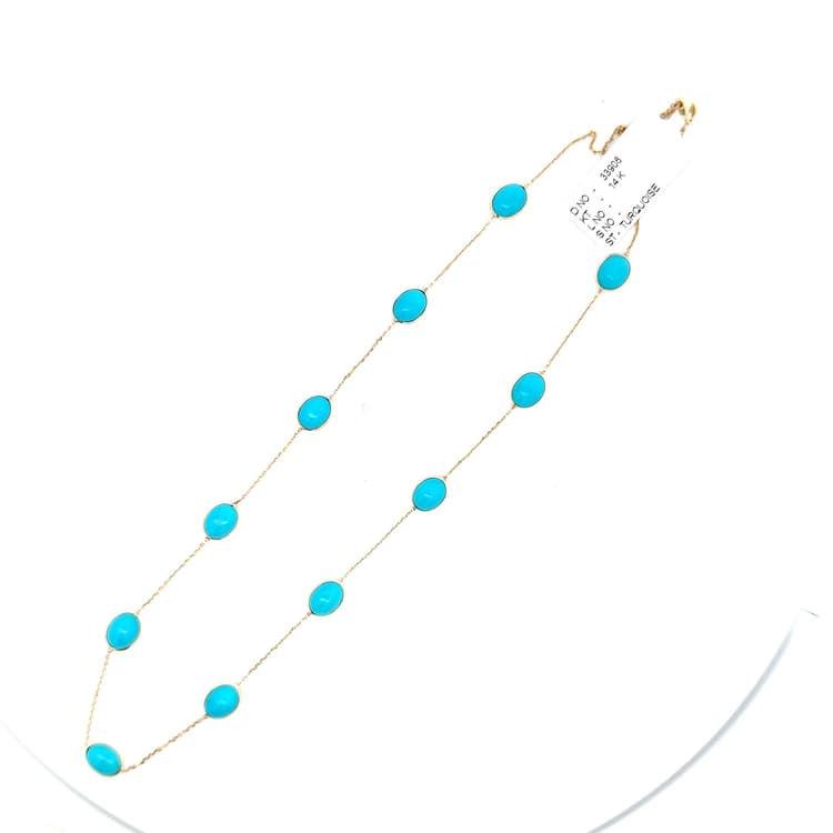 Turquoise Necklace in 14k Yellow Gold