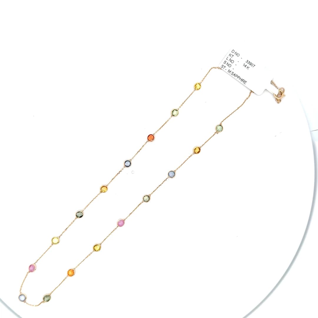 Multi-Sapphire Necklace in 14k Yellow Gold