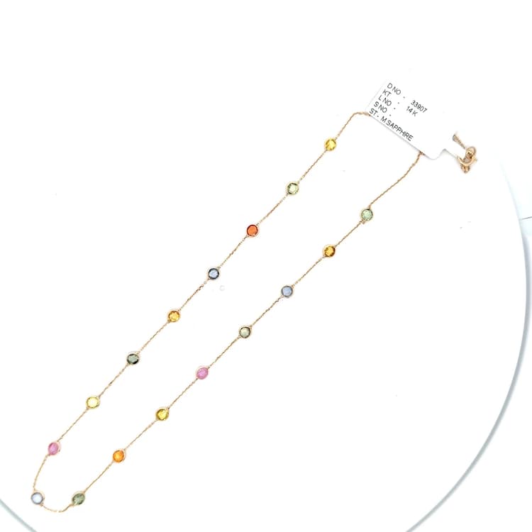 Multi-Sapphire Necklace in 14k Yellow Gold