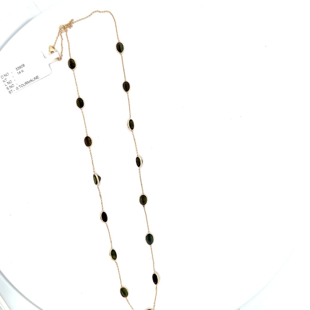 Green-Tourmaline Necklace in 14k Yellow Gold