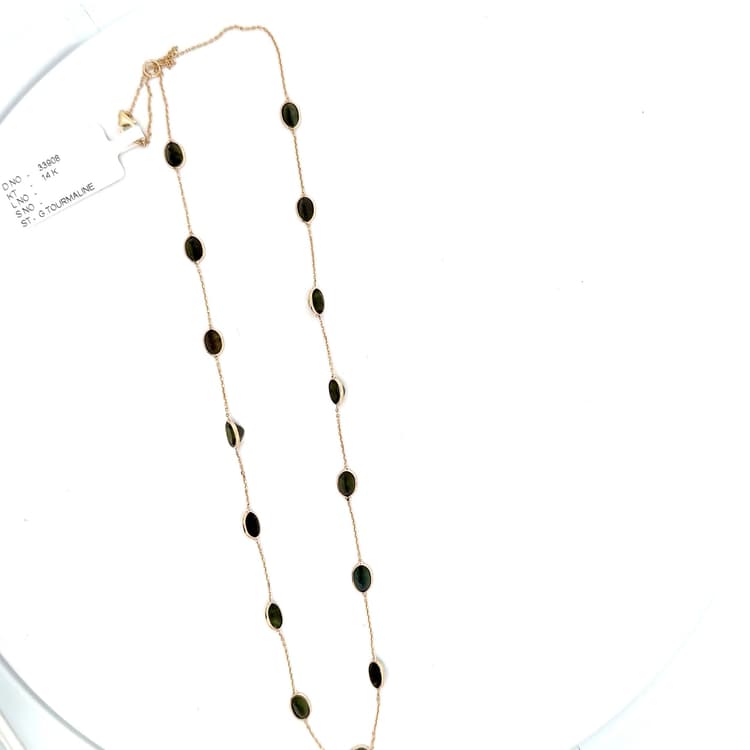 Green-Tourmaline Necklace in 14k Yellow Gold