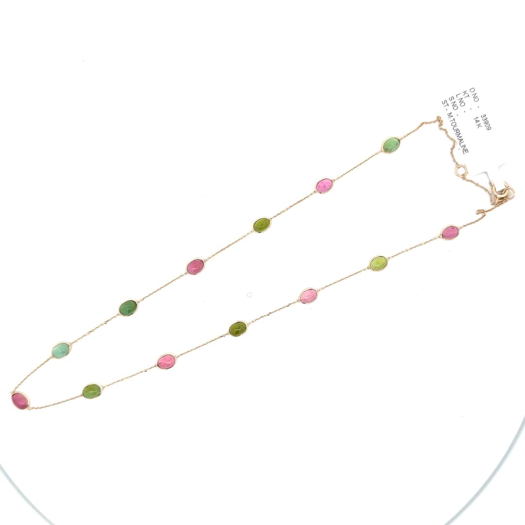 Multi-Tourmaline Necklace in 14k Yellow Gold