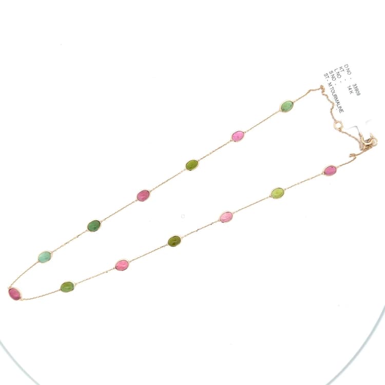 Multi-Tourmaline Necklace in 14k Yellow Gold
