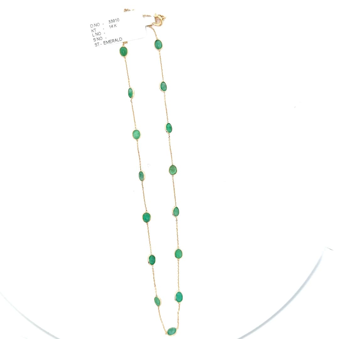 Emerald Necklace in 14k Yellow Gold