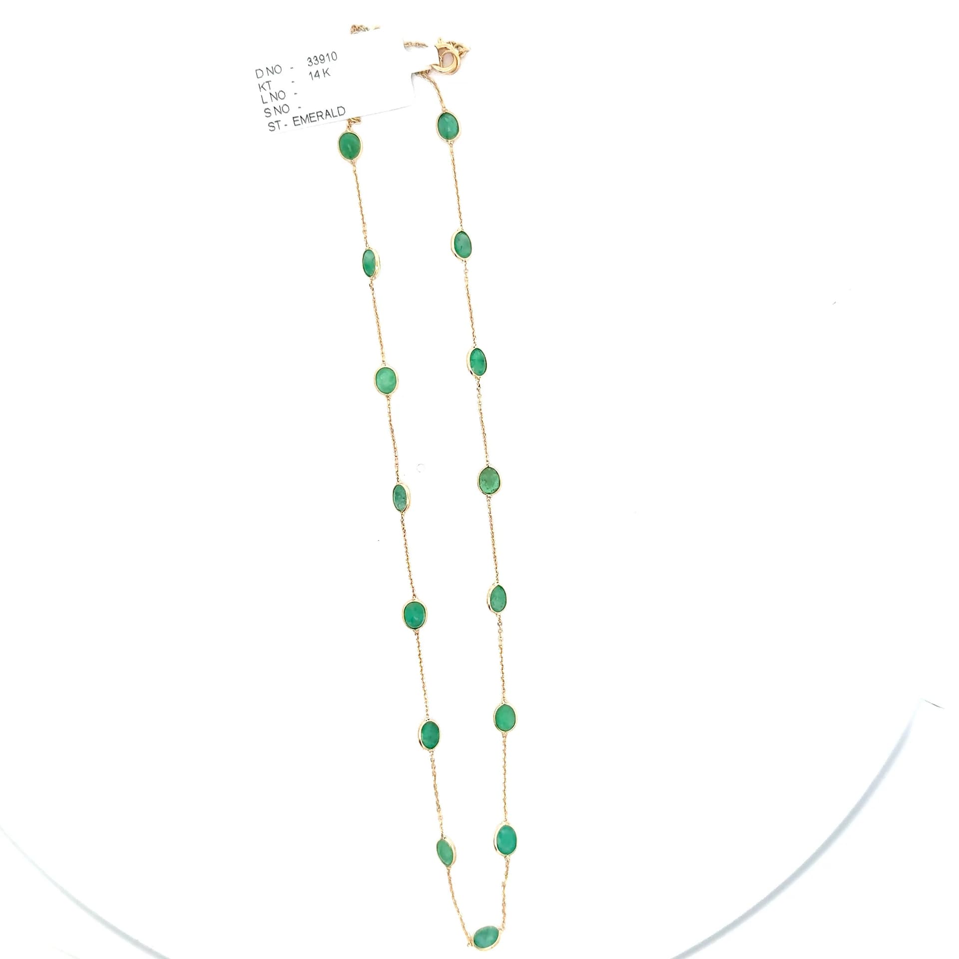 Emerald Necklace in 14k Yellow Gold