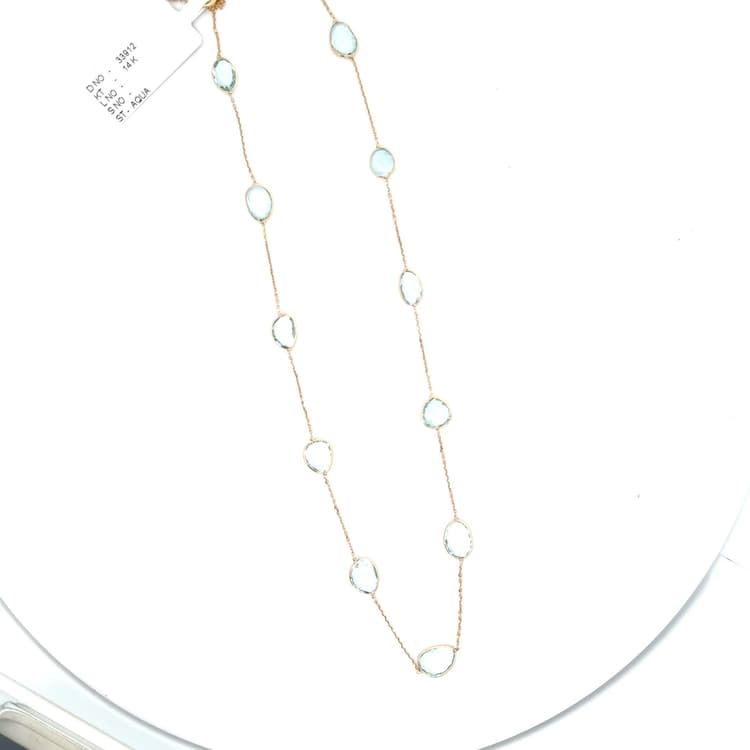 Aqua Necklace in 14k Yellow Gold