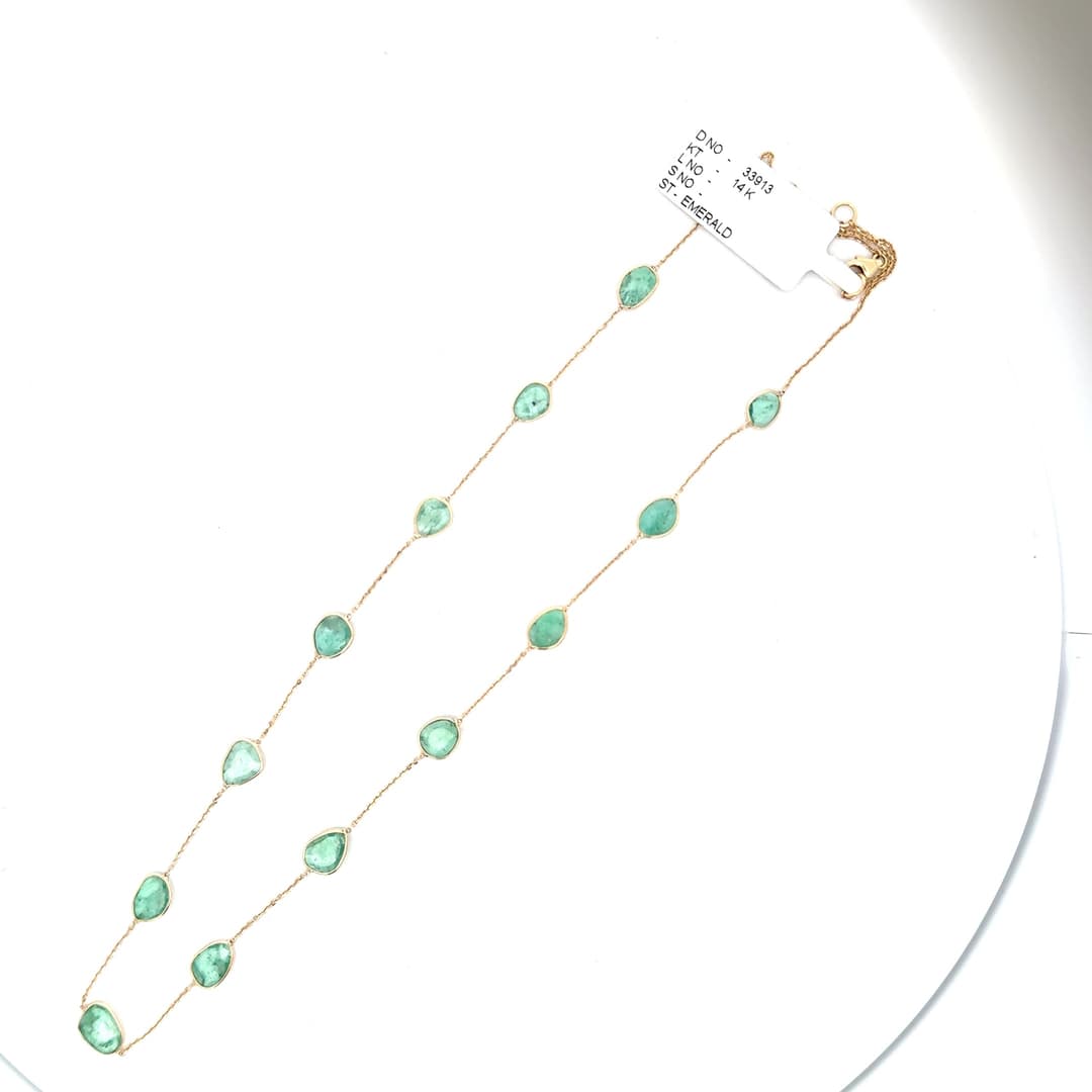 Emerald Necklace in 14k Yellow Gold