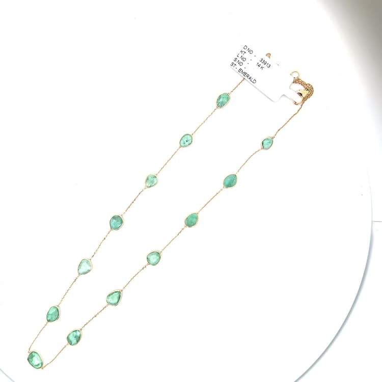 Emerald Necklace in 14k Yellow Gold