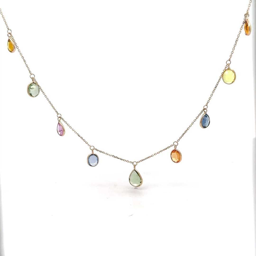 Multi-Sapphire Necklace in 14k Yellow Gold