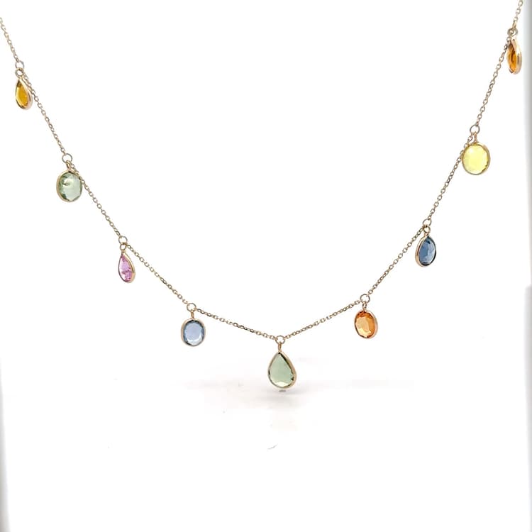 Multi-Sapphire Necklace in 14k Yellow Gold
