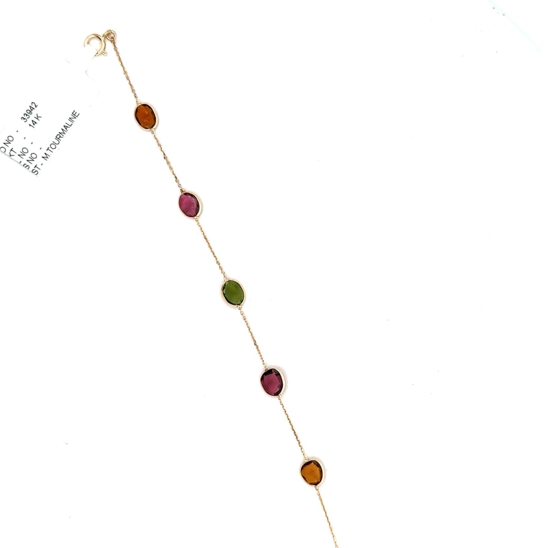 Multi-Tourmaline Bracelet in 14k Yellow Gold