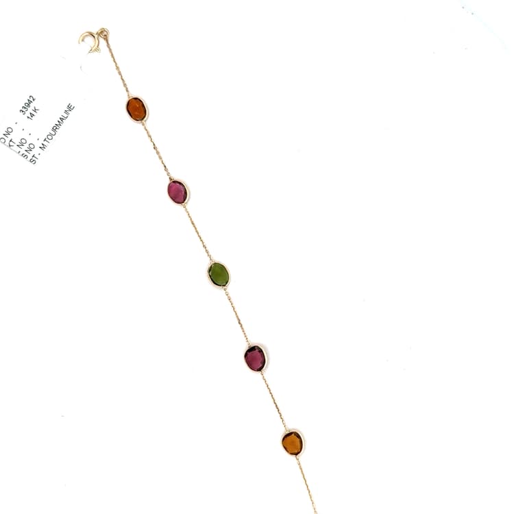 Multi-Tourmaline Bracelet in 14k Yellow Gold