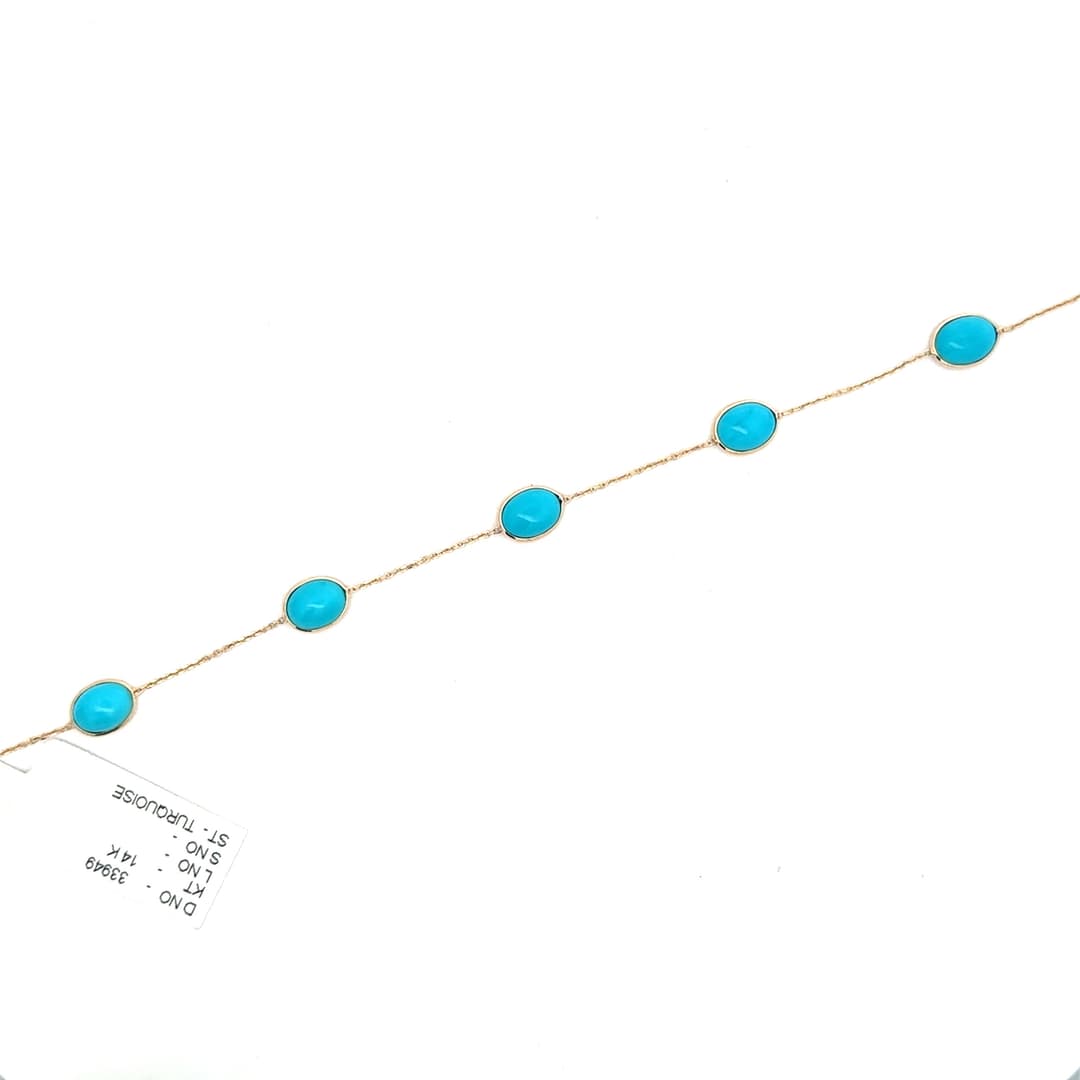 Turquoise Bracelet in 14k Yellow Gold