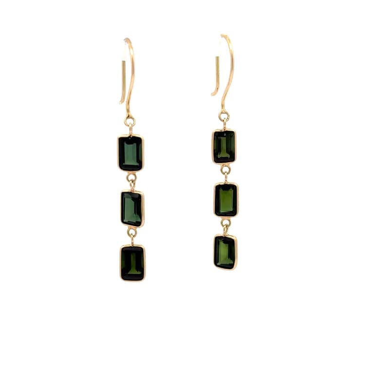 Green Tourmaline Earring in 18k Yellow Gold