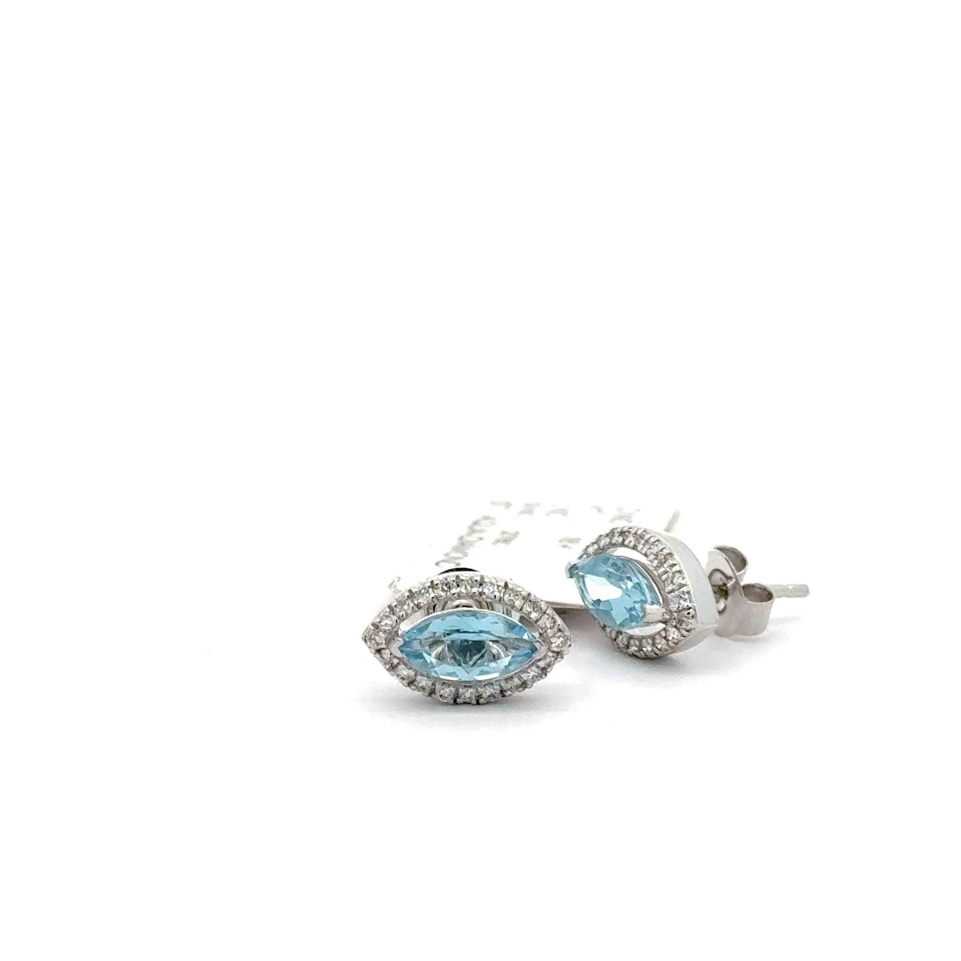 Aqua-Diamond Earring in 18k Yellow Gold