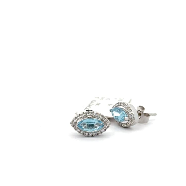 Aqua-Diamond Earring in 18k Yellow Gold