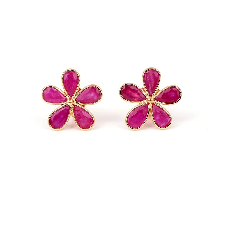 Ruby Earring in 14k Yellow Gold