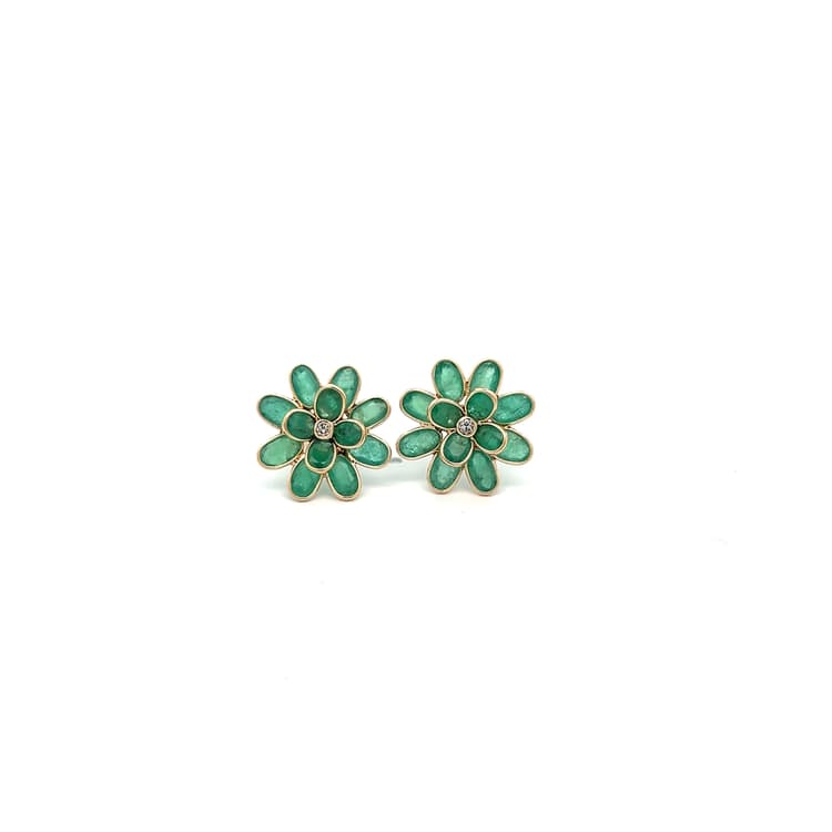 Emerald-Diamond Earring in 14k Yellow Gold