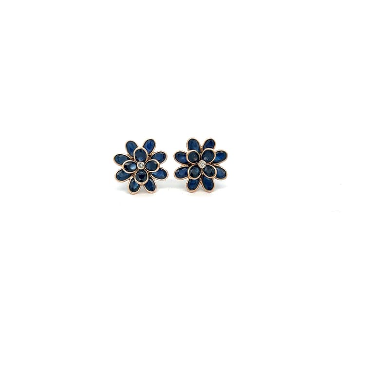 Tanzanite-Diamond Earring in 14k Yellow Gold