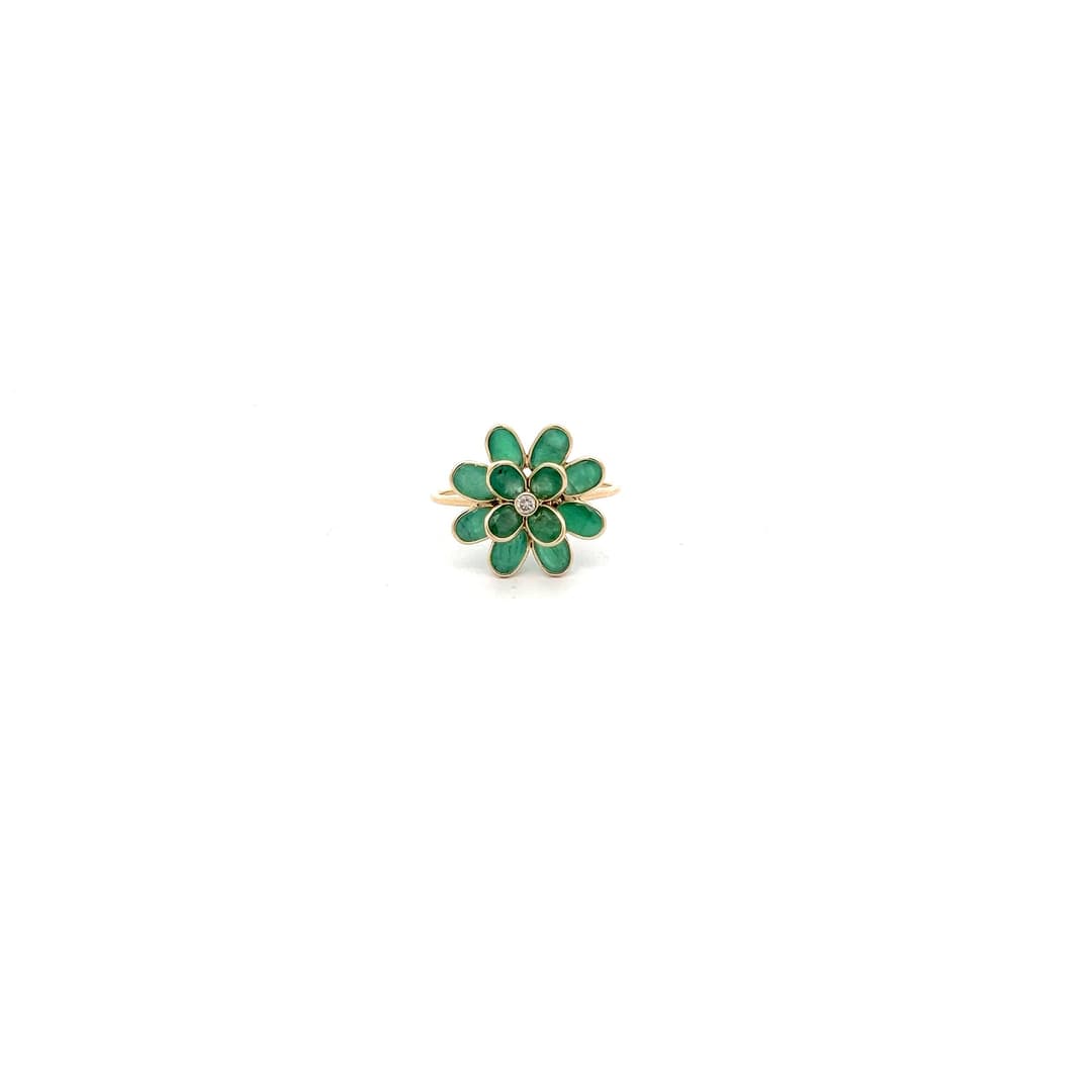 Emerald-Diamond Ring in 14k Yellow Gold