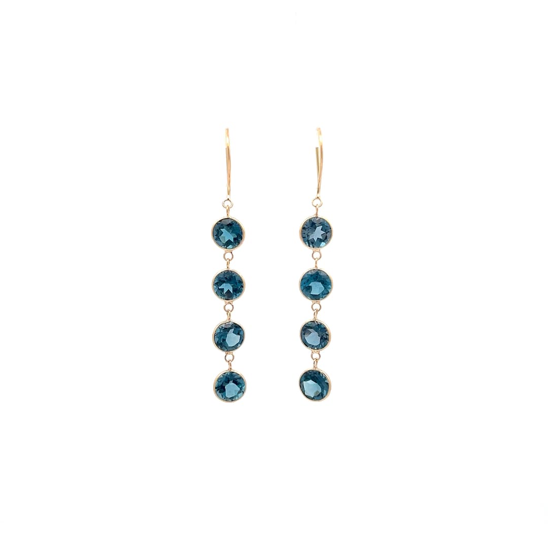 London Blue Topaz Earrring  in 14k Yellow Gold