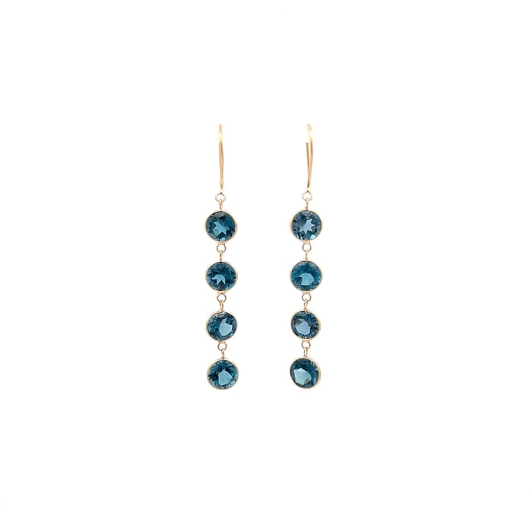 London Blue Topaz Earrring  in 14k Yellow Gold