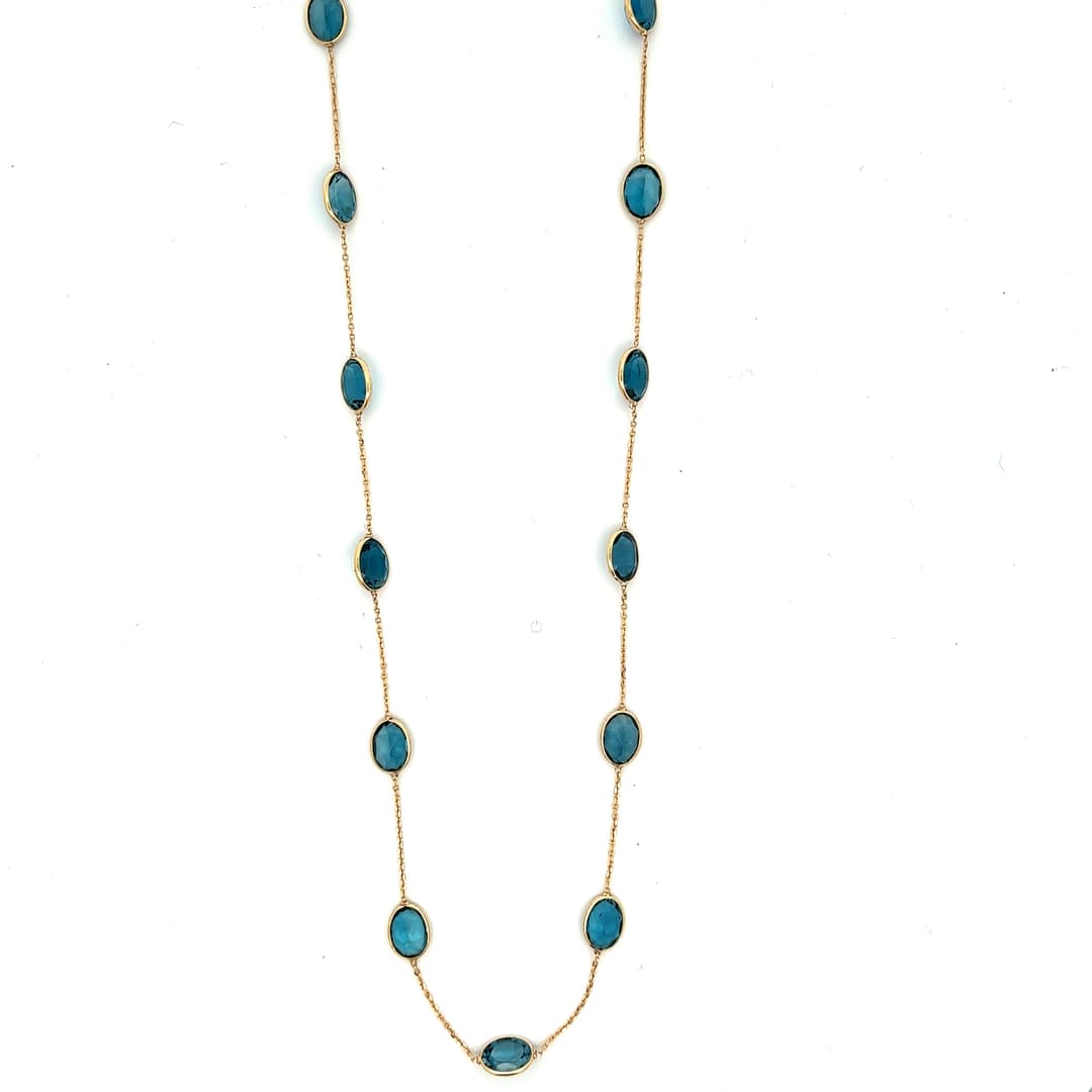 London Blue Topaz Necklace in 14k Yellow Gold