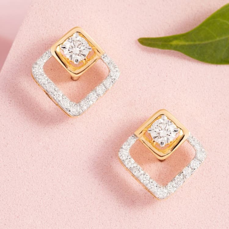 Quad Shaped Diamond Earrings