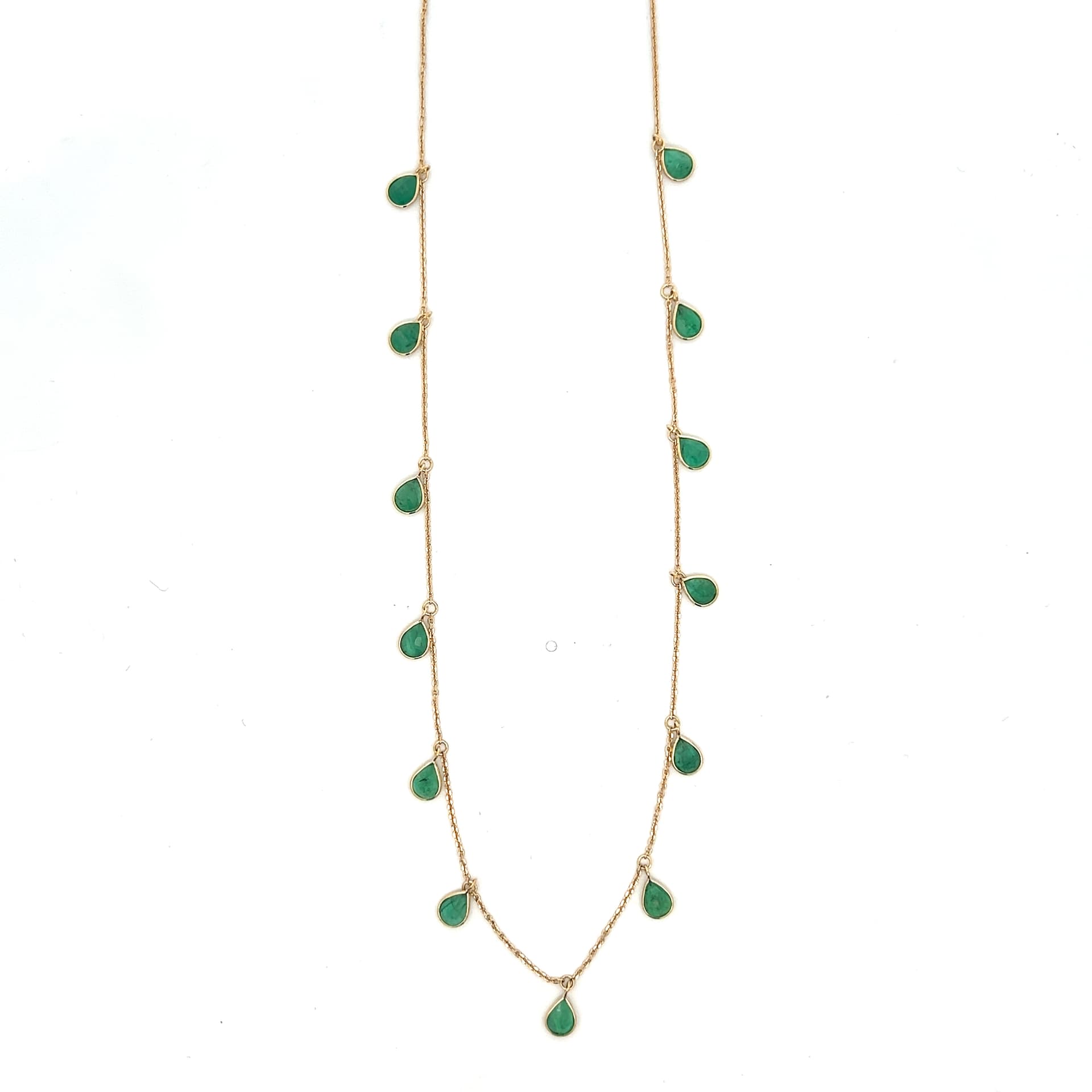 Emerald Drop Necklace in 18k Yellow Gold