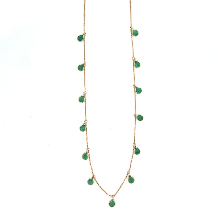 Emerald Drop Necklace in 18k Yellow Gold