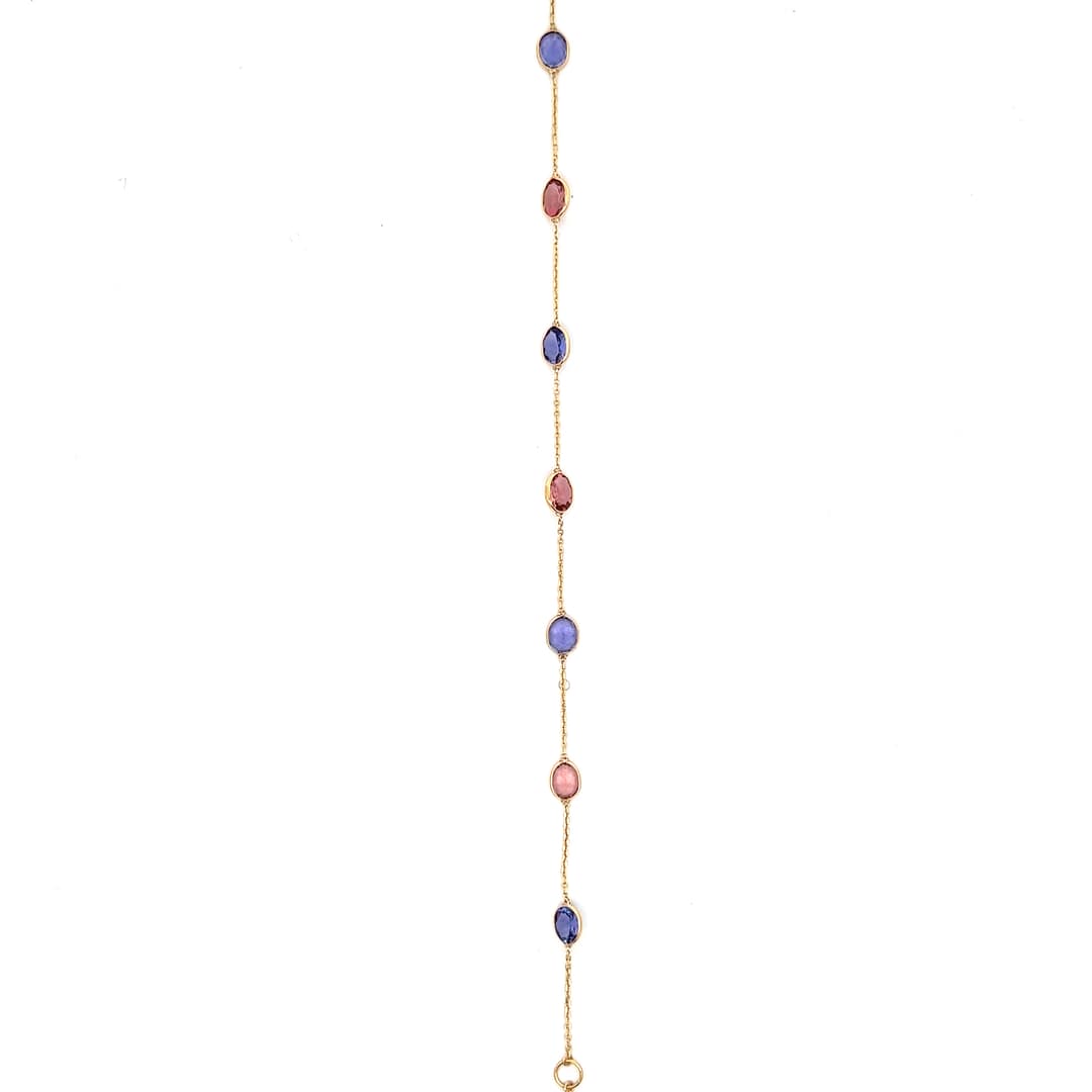 Tanzanite Pink Tourmaline Bracelet in 18k Yellow Gold