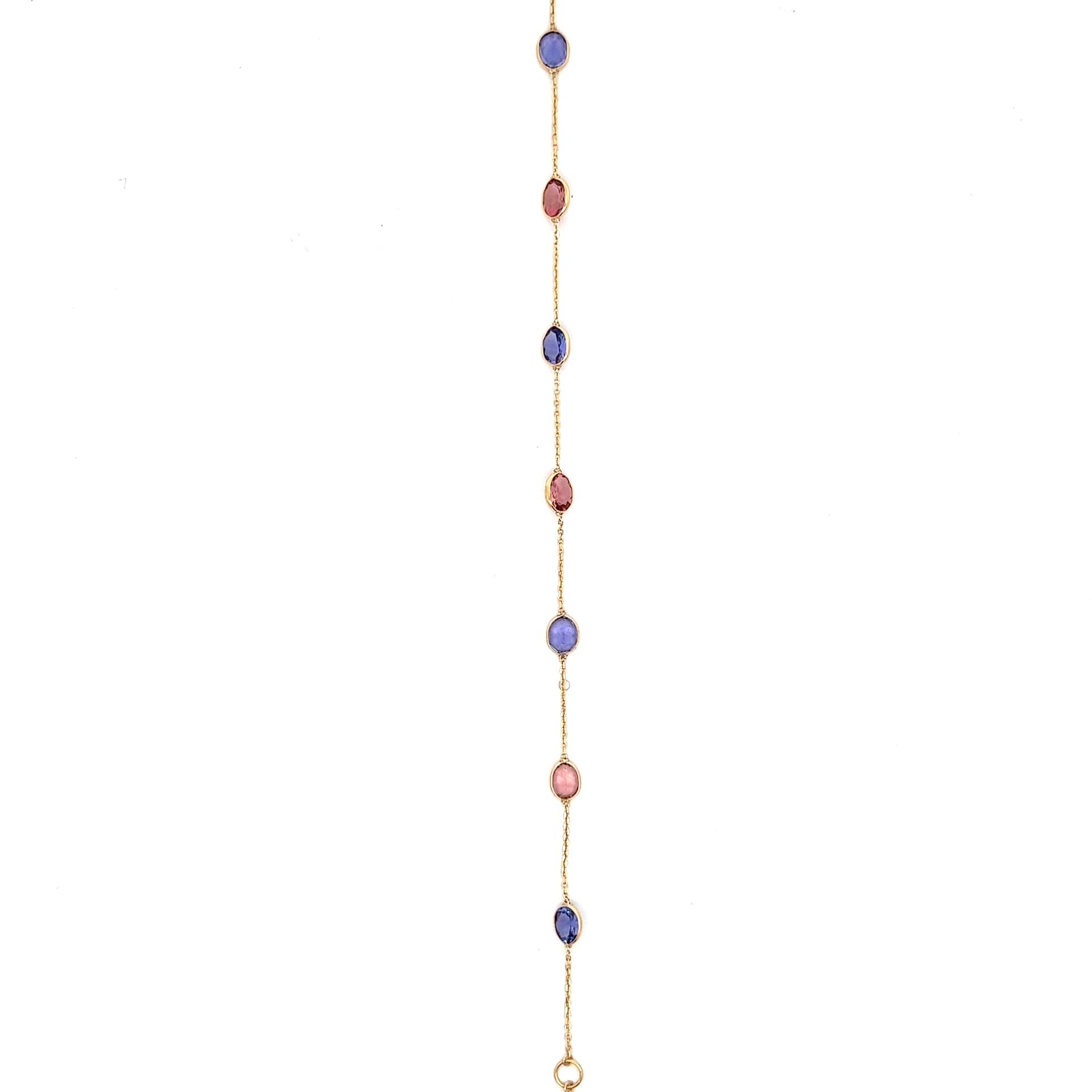 Tanzanite Pink Tourmaline Bracelet in 18k Yellow Gold