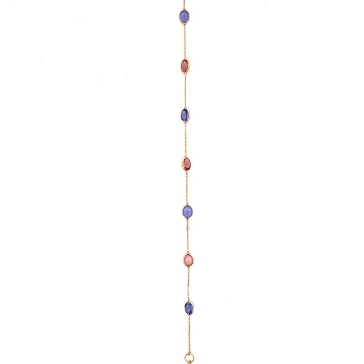 Tanzanite Pink Tourmaline Bracelet in 18k Yellow Gold