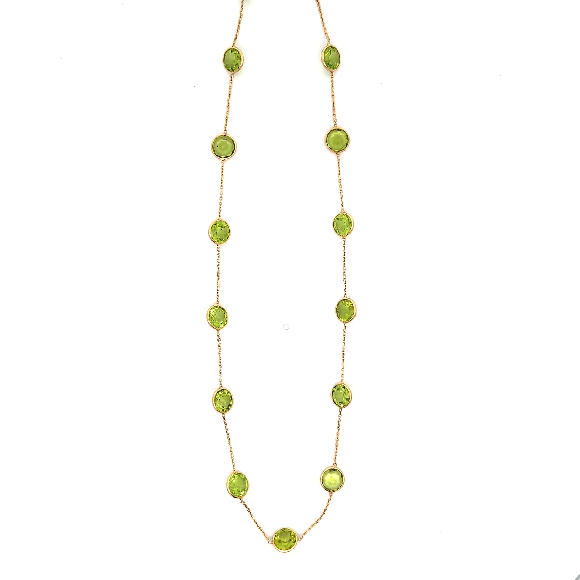 Green Sapphire Necklace in 18k Yellow Gold