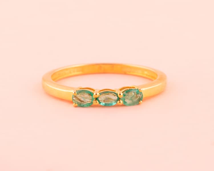 Emerald Ring in 14k Yellow Gold