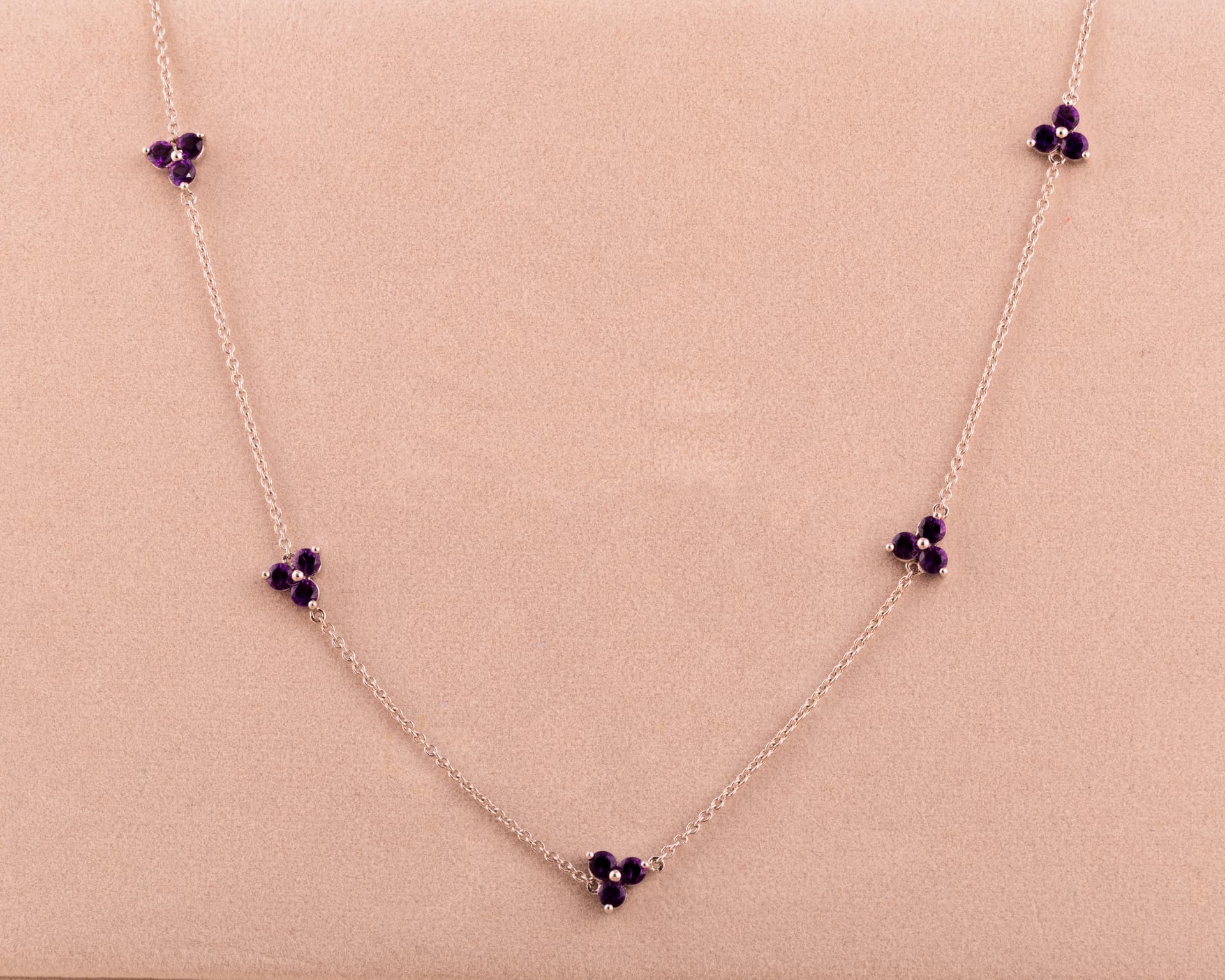 Amethyst Necklace in 14k White Gold