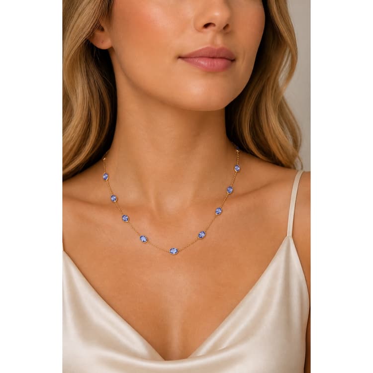Tanzanite Necklace in 14k Yellow Gold