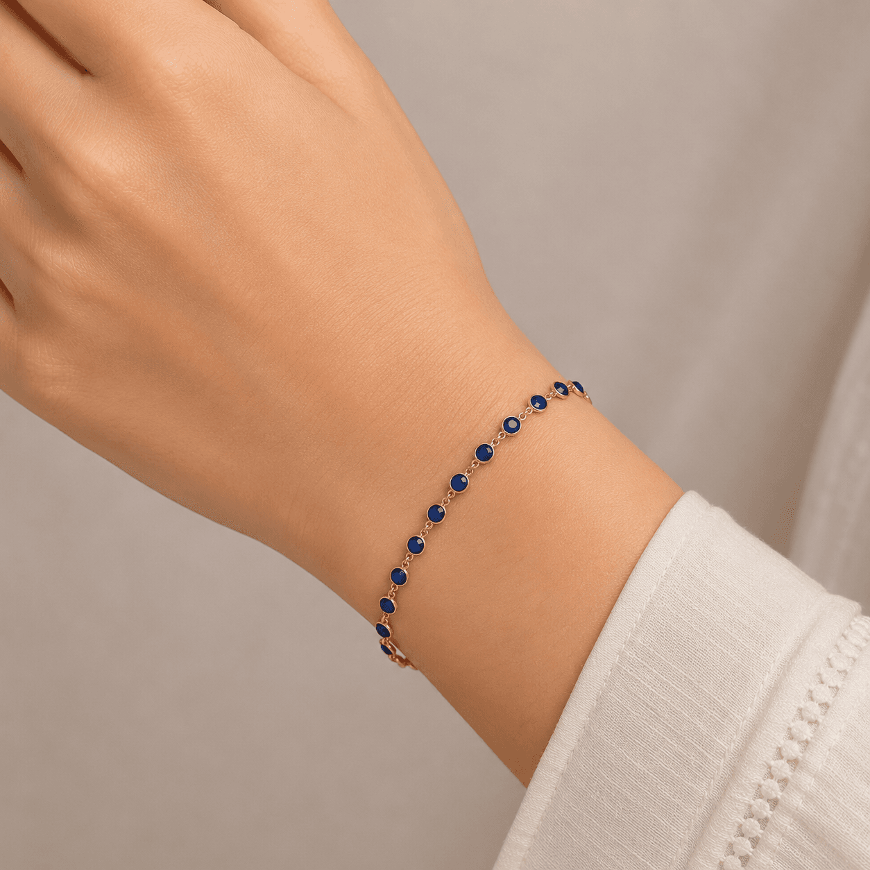 Blue Sapphire Bracelet in 14k Yellow Gold