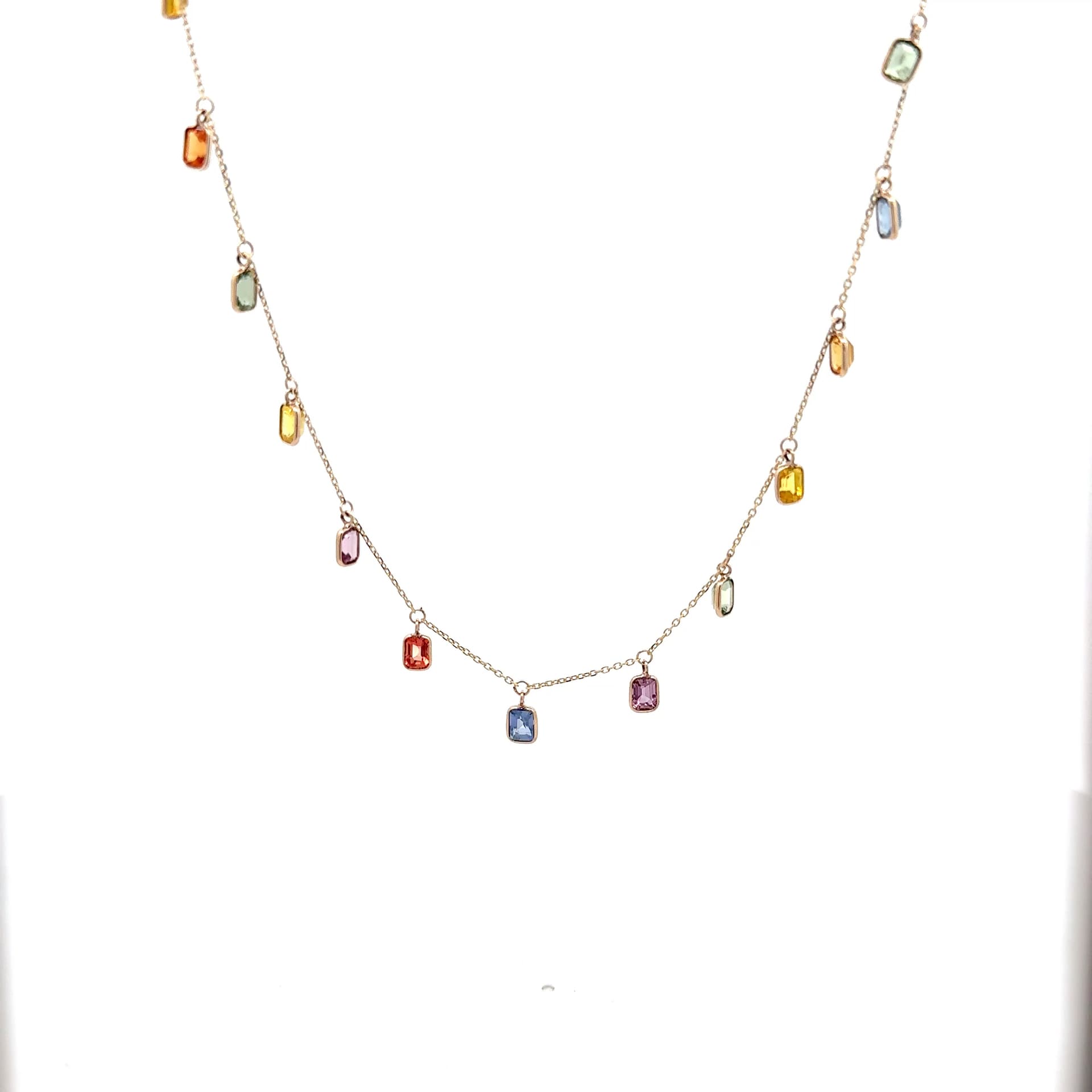 Multi Sapphire Necklace in 14k Yellow Gold 1