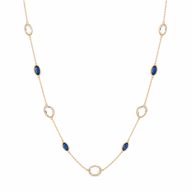 B. Sapphire - W. Rainbow Necklace in 14k Yellow Gold