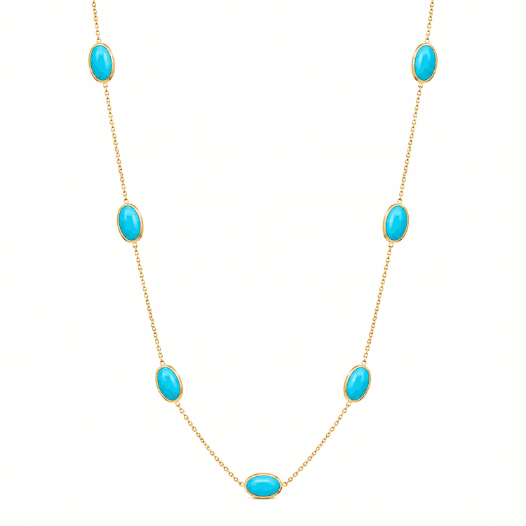 Turquoise Necklace in 14k Yellow Gold