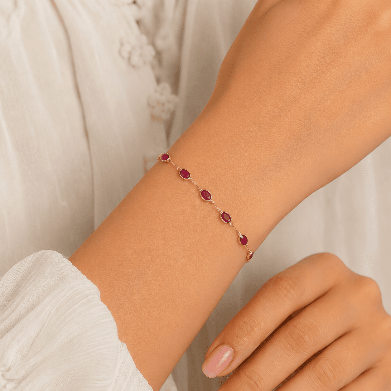 Ruby Bracelet  in 14k Yellow Gold