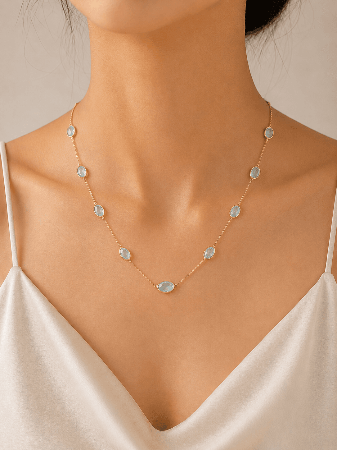 Aqua Necklace in 14k Yellow Gold