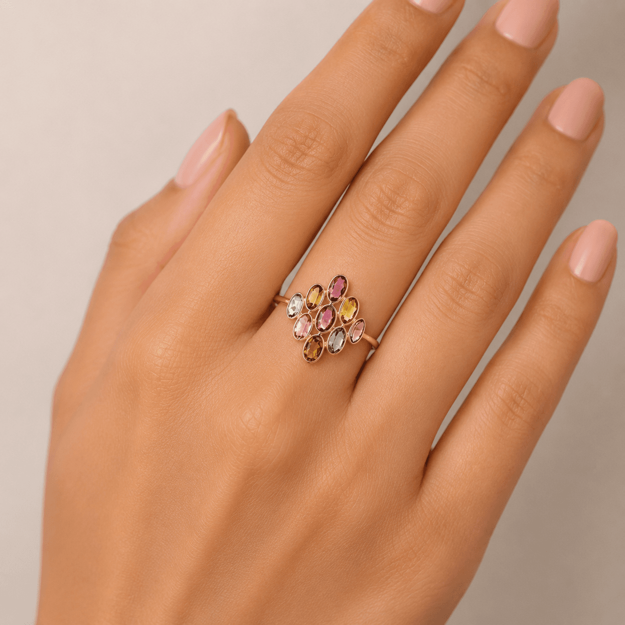 Multi-Tourmaline Ring in 14k Yellow Gold