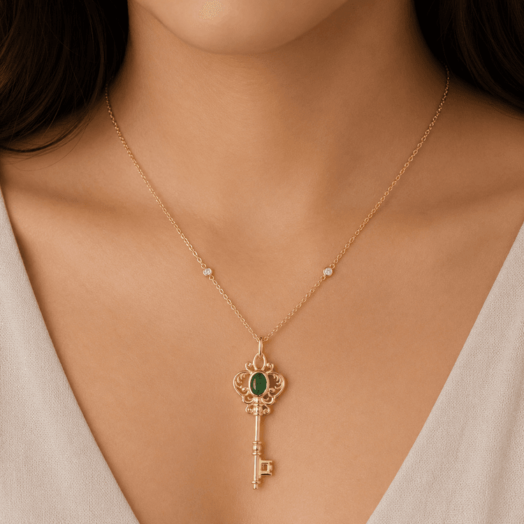 Emerald Pendant in 14k Yellow Gold