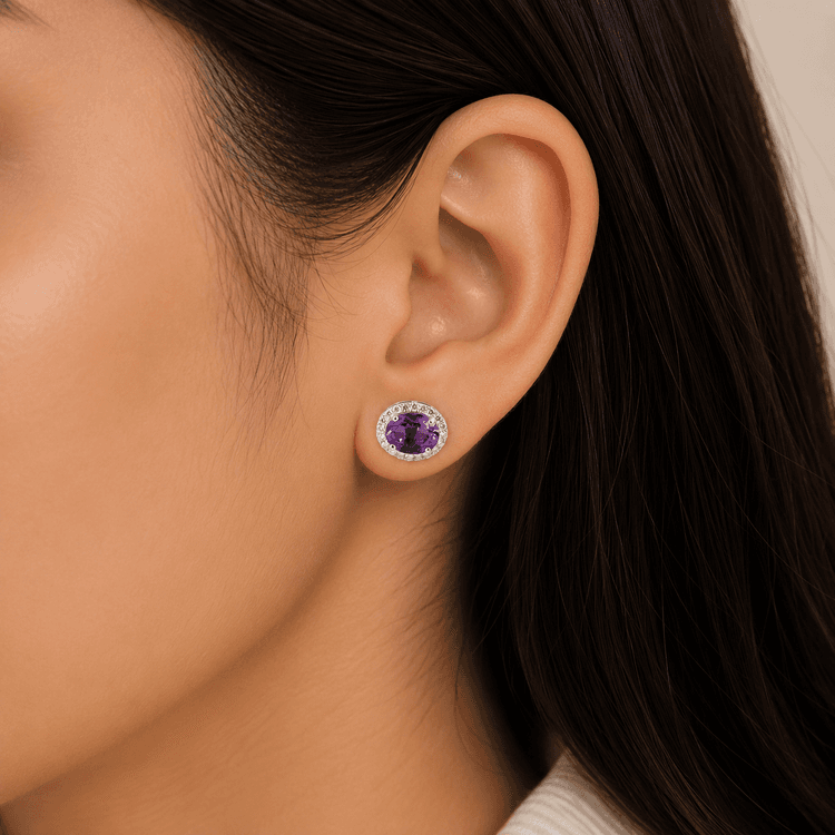Amethyst Earring in 14k Yellow Gold